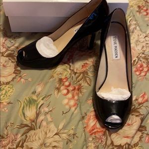 Steve Madden Black Patent Peep Toe Heels